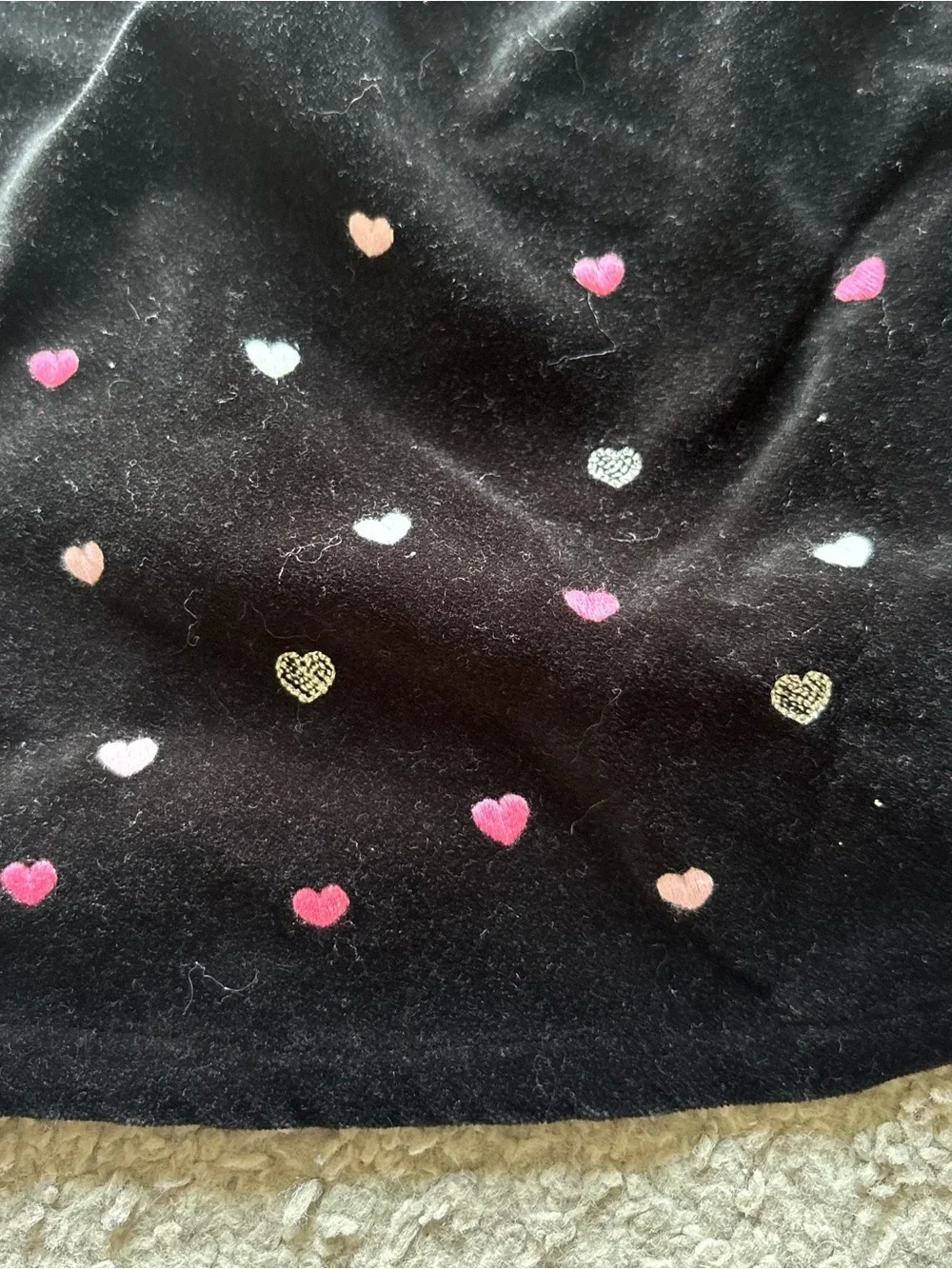 Gymboree Tres Chic Black Velvet Heart Dress Size 12-18 months Vintage Pink